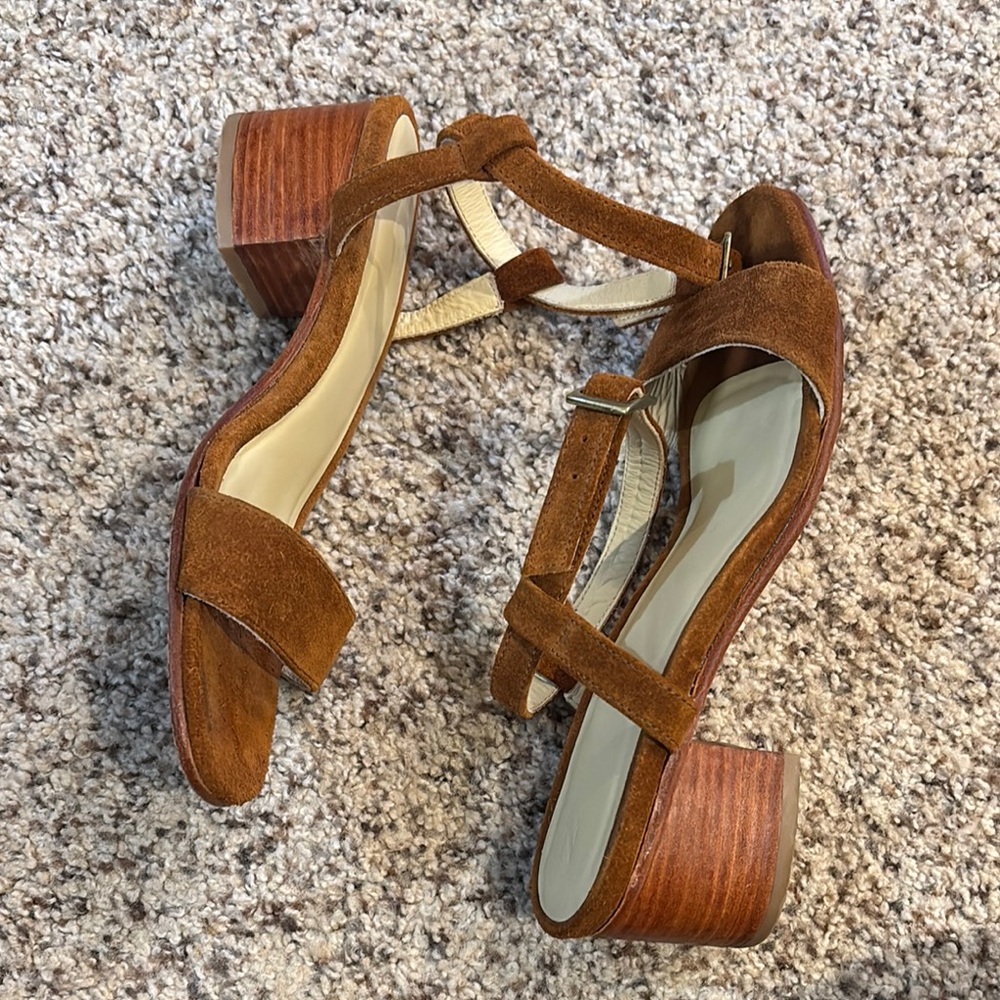 Nisolo Brown Suede Block Heel Sandals